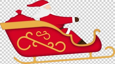 Digitally generated image of santa claus sitting in a sleigh against white Stock Illustration