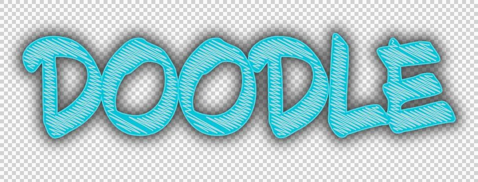 Digitally generated image of scribble effect over blue doodle text banner Illustrazione stock