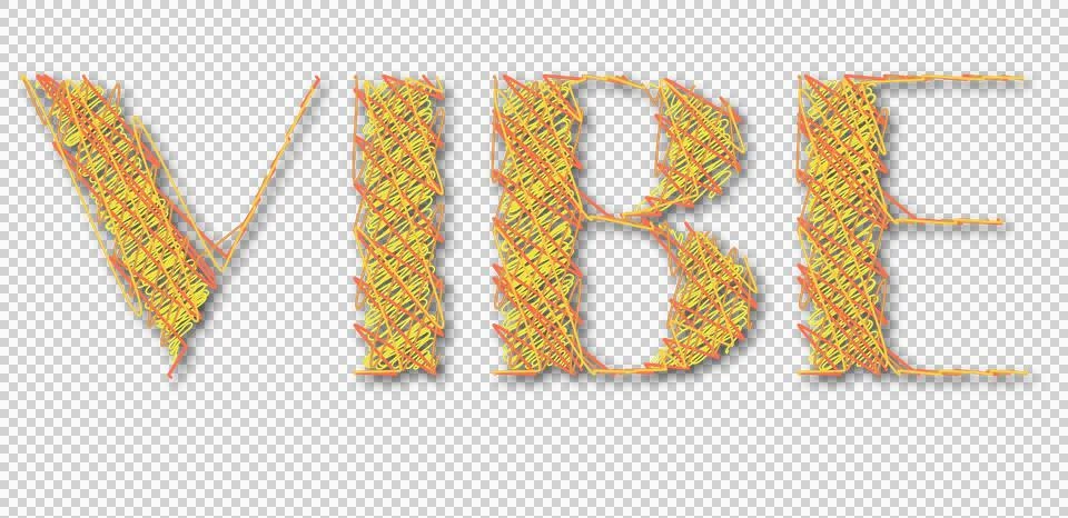 Digitally generated image of scribble textured effect over vibe text banner Illustrazione stock