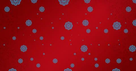 Digitally generated image of snowflakes pattern with copy space on red Stock Illustration