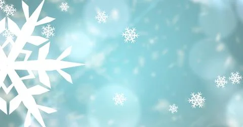 Digitally generated image of snowflakes pattern with copy space over blurred Stock Illustration