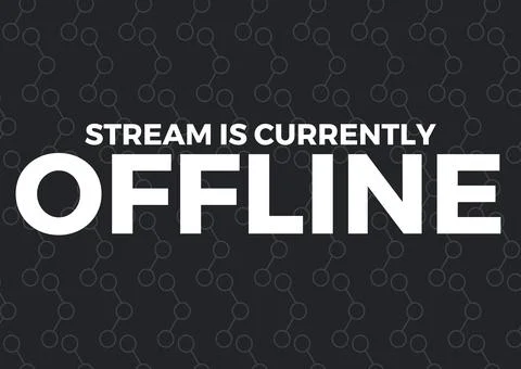 Digitally generated image of stream is currently offline text against molecular Stock Illustration