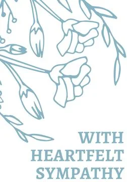 Digitally generated image of sympathy concept text against blue floral designs Stock Illustration