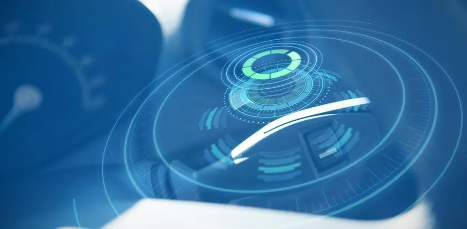 Digitally generated image of volume knob with digital interface against cropp Illustrazione stock gratuita
