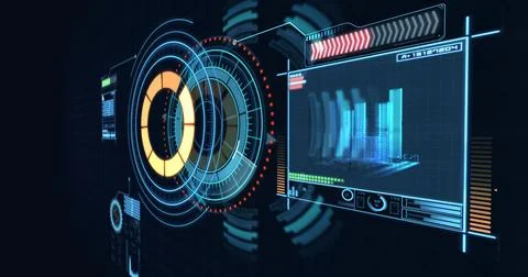 Digitally generated image of volume knob with graphical data Stock Illustration