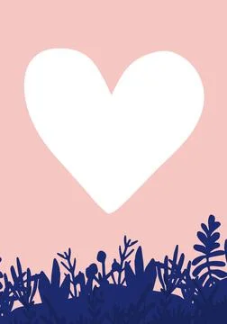 Digitally generated image of white heart icon and blue floral design on pink Stock Illustration