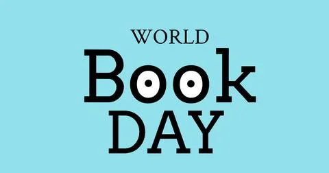 Digitally generated image of world book day text with doodle eyes on blue イラスト素材