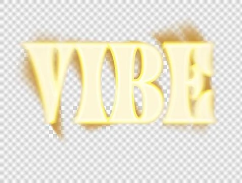Digitally generated image of yellow vibe text with motion blur effect on white Stock Illustration