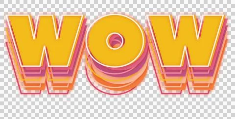 Digitally generated image of yellow wow text banner with shadow effect against Illustrazione stock