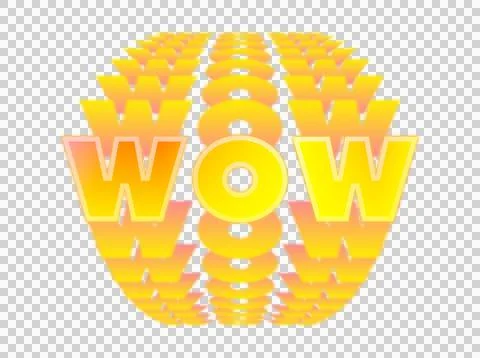 Digitally generated image of yellow wow text banner with multiple shadow effect Illustrazione stock