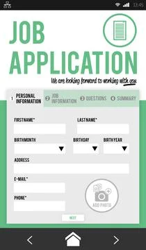 Digitally generated of job application form Stock Photos