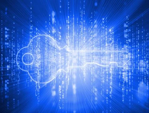 Digitally generated key over matrix Illustrazione stock