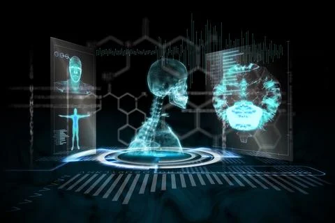 Digitally generated medical interface in blue and black Stock Illustration