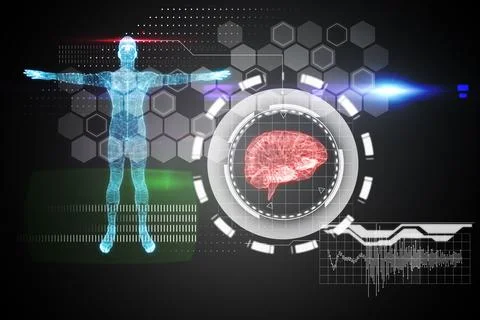 Digitally generated medical interface in blue and black Stock Illustration