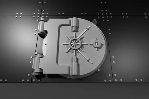 Digitally generated metallic closed safe Stock Illustration