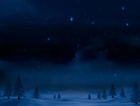 Digitally generated Night sky over forest Illustrazione stock