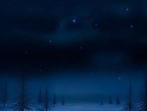Digitally generated Night sky over forest Stock Illustration