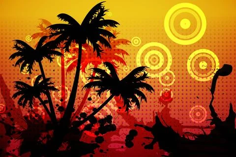 Digitally generated palm tree background Illustrazione stock
