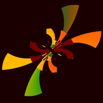 Digitally generated psychedelic graphic. Funky artsy decor. Curvy flat effect Stock Illustration