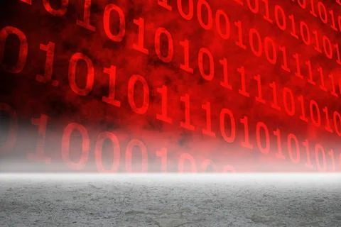 Digitally generated Red binary code graphic Stock Photos