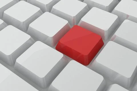 Digitally generated red key on keyboard Stock Photos