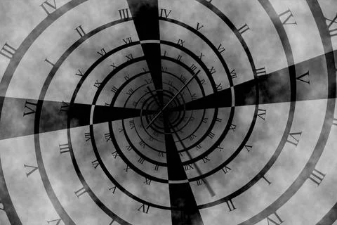 Digitally generated roman numeral clock vortex Stock Illustration