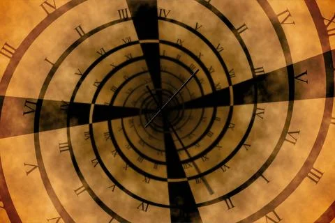 Digitally generated roman numeral clock vortex Stock Illustration