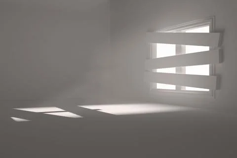 Digitally generated room with bordered up window Stock Illustration