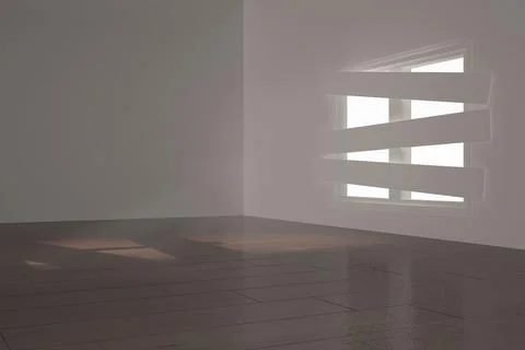 Digitally generated room with bordered up window Stock Illustration