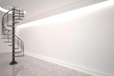 Digitally generated room with winding staircase Illustrazione stock