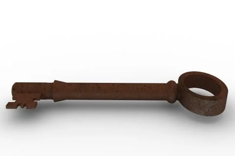 Digitally generated rusty old key Stock Illustration