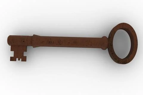 Digitally generated rusty old key Stock Photos