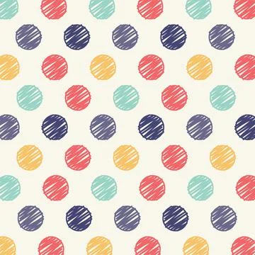 Digitally generated seamless pattern with multicolored scribbled dots against Illustrazione stock