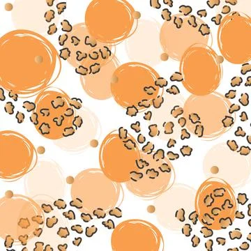 Digitally generated seamless pattern with orange polka dots against white Stock Illustration
