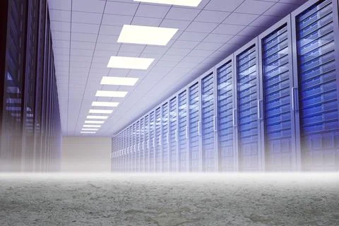 Digitally generated Server hallway in desert setting Stockillustratie