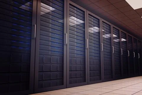 Digitally generated server room with towers Stock Illustration