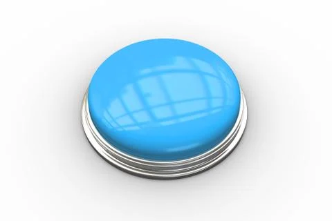 Digitally generated shiny blue push button Stock Illustration