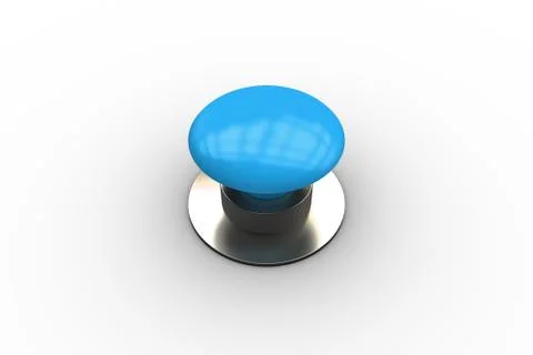 Digitally generated shiny blue push button Stock Illustration