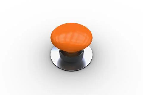 Digitally generated shiny orange push button Stock Illustration