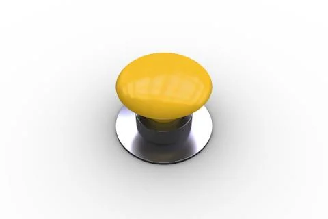 Digitally generated shiny yellow push button Stock Illustration