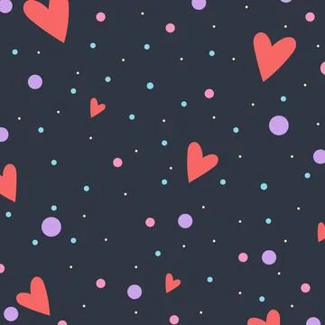 Digitally generated vector illustration of heart hearts and colorful dots on Stock Illustration