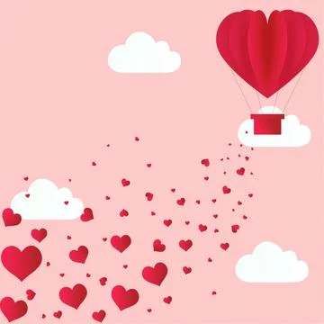 Digitally generated vector illustration of multiple red hearts falling from イラスト素材