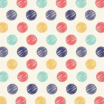 Digitally generated vector seamless pattern with multicolored scribbled dots Illustrazione stock