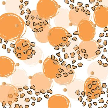 Digitally generated vector seamless pattern with orange polka dots against white Illustrazione stock