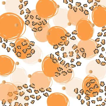 Digitally generated vector seamless pattern with orange polka dots against white Illustrazione stock