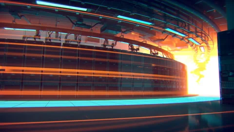 Digitally generated video of black robotic arm and servers. repair process Stock Footage 114370752