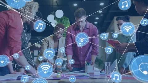A digitally generated video explores the concept of global connections and Stock Footage 330735823