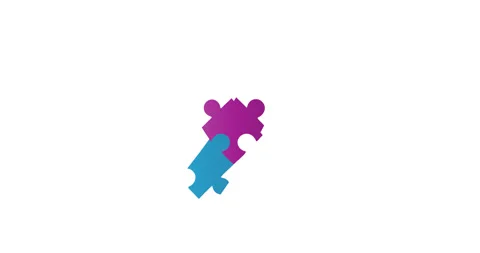 Digitally generated video of with puzzle elements forming ribbon shape against Stock Footage 133232785