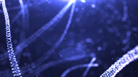 Digitally generated virtual DNA in abstract particles floating in cyberspace tec Stockbeeldmateriaal 246754732