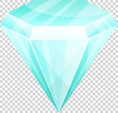 A digitally rendered image of a teal diamond with visible facets and a tran.. Stock Illustration